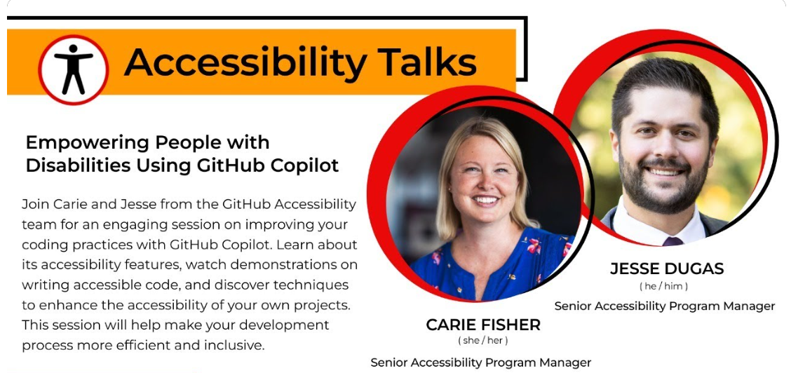 Empowering People with Disabilities Using GitHub Copilot event with Carie Fisher & Jesse Dugas